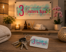 Load image into Gallery viewer, Custom Business Logo Keychain | Personalized UV Printed MDF Key Ring | Branding Gift | Spa Logo Keychain | Custom Photo