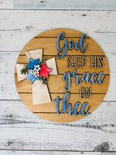 Load image into Gallery viewer, DIY Patriotic Wood Sign Paint Kit | God Shed His Grace on Thee Kit | 4th of July DIY Decor | Americana Paint Kit with Paint & Brush Included
