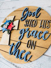 Load image into Gallery viewer, DIY Patriotic Wood Sign Paint Kit | God Shed His Grace on Thee Kit | 4th of July DIY Decor | Americana Paint Kit with Paint & Brush Included