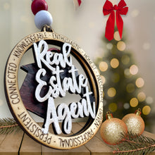 Load image into Gallery viewer, Real Estate Agent Hand Painted wooden laser Christmas ornament Custom
