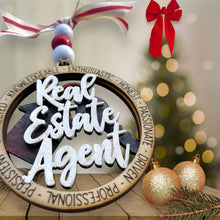Load image into Gallery viewer, Real Estate Agent Hand Painted wooden laser Christmas ornament Custom
