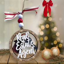 Load image into Gallery viewer, Real Estate Agent Hand Painted wooden laser Christmas ornament Custom