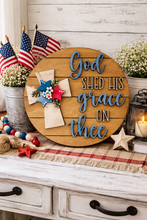Load image into Gallery viewer, DIY Patriotic Wood Sign Paint Kit | God Shed His Grace on Thee Kit | 4th of July DIY Decor | Americana Paint Kit with Paint &amp; Brush Included
