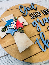 Load image into Gallery viewer, DIY Patriotic Wood Sign Paint Kit | God Shed His Grace on Thee Kit | 4th of July DIY Decor | Americana Paint Kit with Paint &amp; Brush Included

