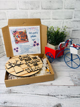 Load image into Gallery viewer, DIY Patriotic Wood Sign Paint Kit | God Shed His Grace on Thee Kit | 4th of July DIY Decor | Americana Paint Kit with Paint &amp; Brush Included
