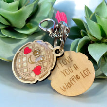 Load image into Gallery viewer, Wood Funny Food Valentine Keychains Waffle Donut Jam Latte with Mini Tassle
