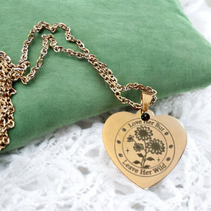 Custom Heart Engraved Women's Necklace Stainless Steel Jewelry Gift For Her Mom Daughter Wife Love Her But Leave Her Wild