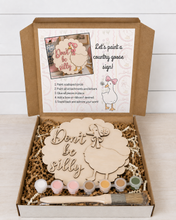 Load image into Gallery viewer, DIY Silly Goose Paint Kit | Farmhouse Goose Door Hanger | Wooden Goose Craft Kit | Paint Your Own Goose | DIY Craft Gift for Adults &amp; Kids
