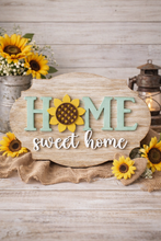 Load image into Gallery viewer, DIY Sunflower Home Sweet Home Wood Sign Kit | Farmhouse Paint Kit | DIY Wooden Door Hanger Craft | Sunflower Decor | Paint Kit
