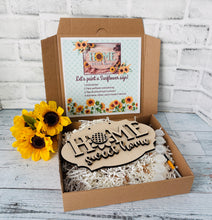 Load image into Gallery viewer, DIY Sunflower Home Sweet Home Wood Sign Kit | Farmhouse Paint Kit | DIY Wooden Door Hanger Craft | Sunflower Decor | Paint Kit
