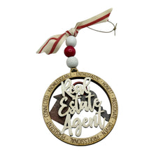 Load image into Gallery viewer, Real Estate Agent Hand Painted wooden laser Christmas ornament Custom
